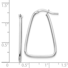 14k 1.5mm White Gold Polished Triangle Dangle Hoop Earrings - 2