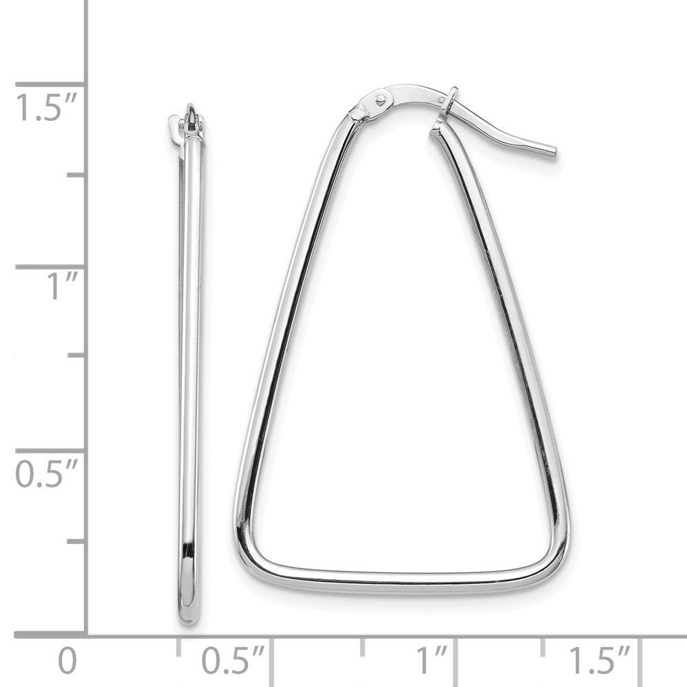14k 1.5mm White Gold Polished Triangle Dangle Hoop Earrings