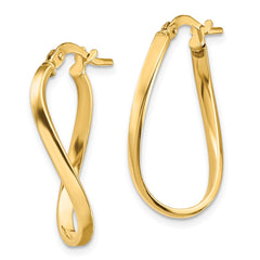 14k Polished 2mm Wavy Hoop Earrings - 2