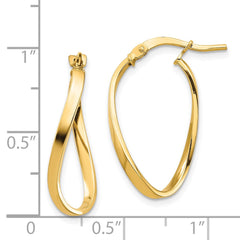 14k Polished 2mm Wavy Hoop Earrings - 2