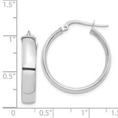 14k White Gold High Polished 5mm Hoop Earrings - 2