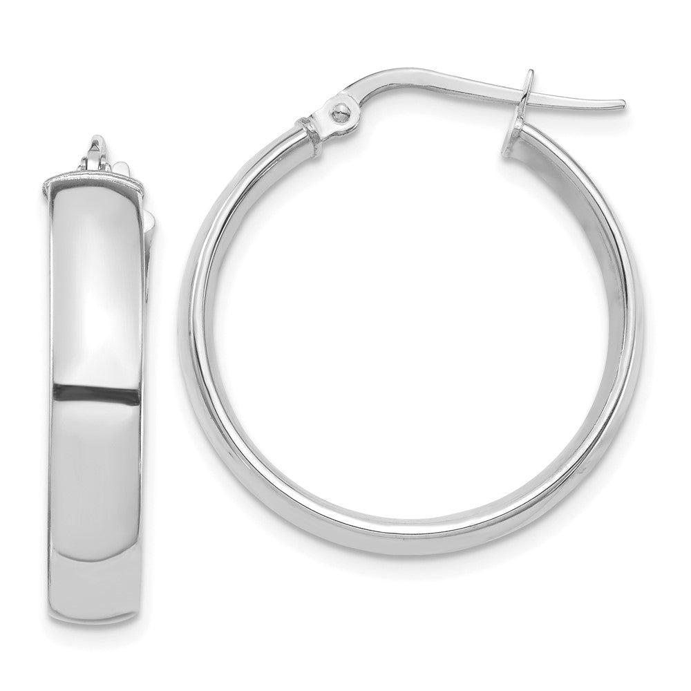 14k White Gold High Polished 5mm Hoop Earrings - 2