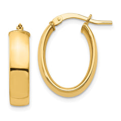 14k High Polished 5mm Oval Hoop Earrings - 4