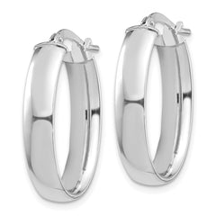 14k White Gold High Polished 5mm Oval Hoop Earrings - 2