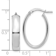 14k White Gold High Polished 5mm Oval Hoop Earrings - 2