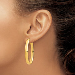 14k High Polished 5mm Oval Hoop Earrings