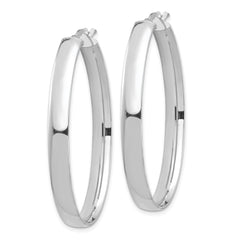 14k White Gold High Polished 5mm Oval Hoop Earrings - 3