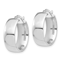 14k White Gold High Polished 7mm Hoop Earrings - 2