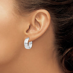 14k White Gold High Polished 7mm Hoop Earrings - 2
