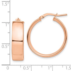 14k Rose Gold High Polished 7mm Hoop Earrings - 3