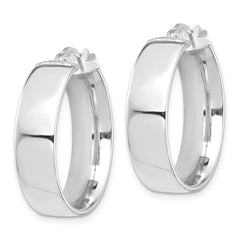 14k White Gold High Polished 7mm Hoop Earrings - 3