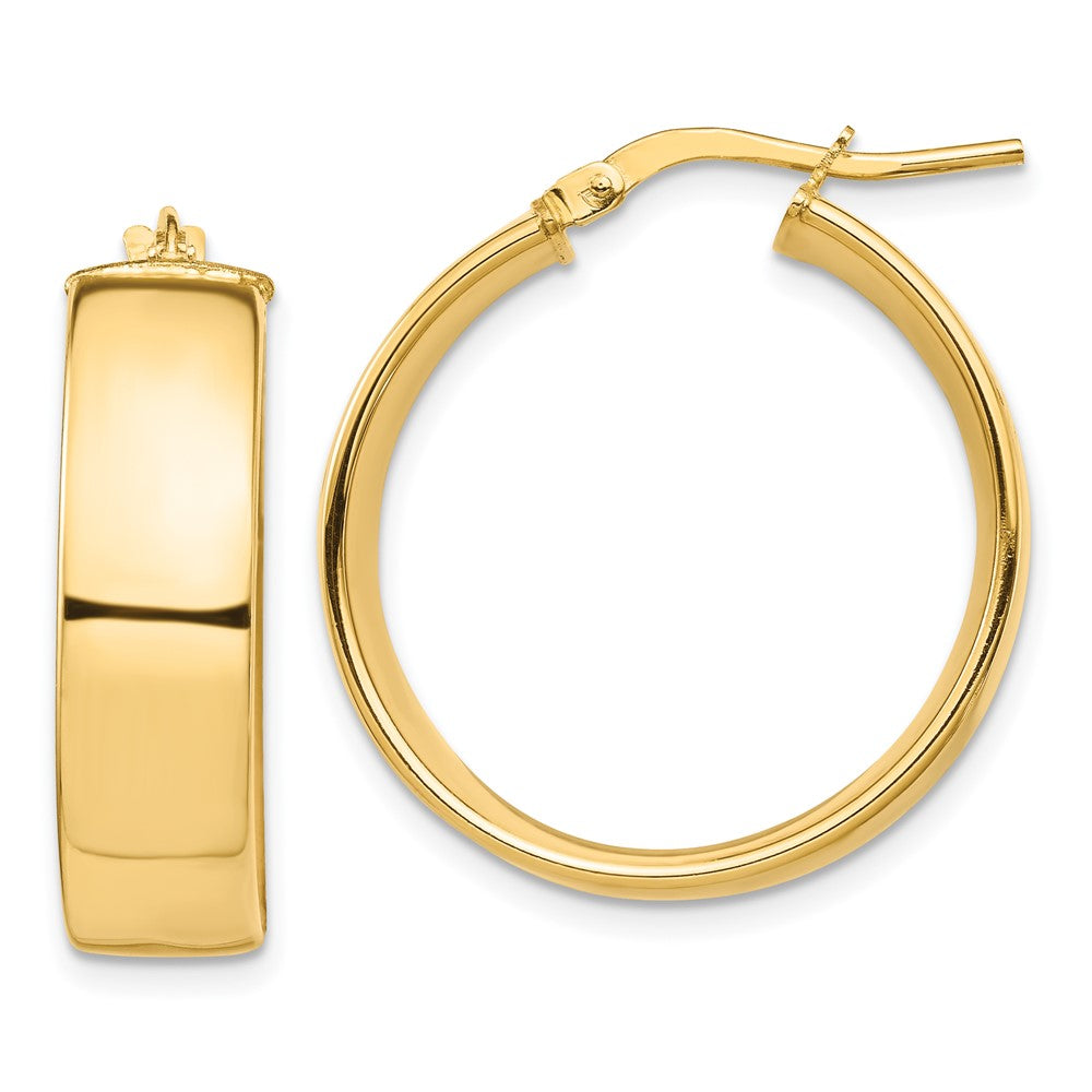 14k High Polished 7mm Hoop Earrings - 2