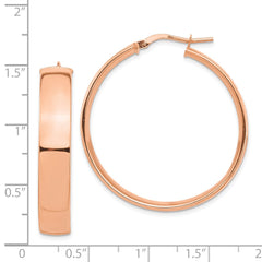 14k Rose Gold High Polished 7mm Hoop Earrings - 2