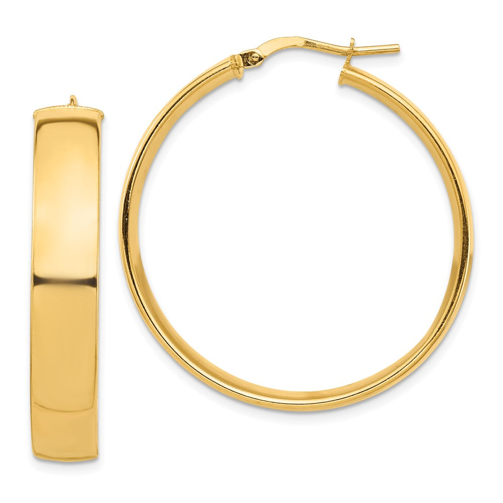 14k High Polished 7mm Hoop Earrings - 4