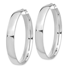 14k White Gold High Polished 7mm Hoop Earrings - 5