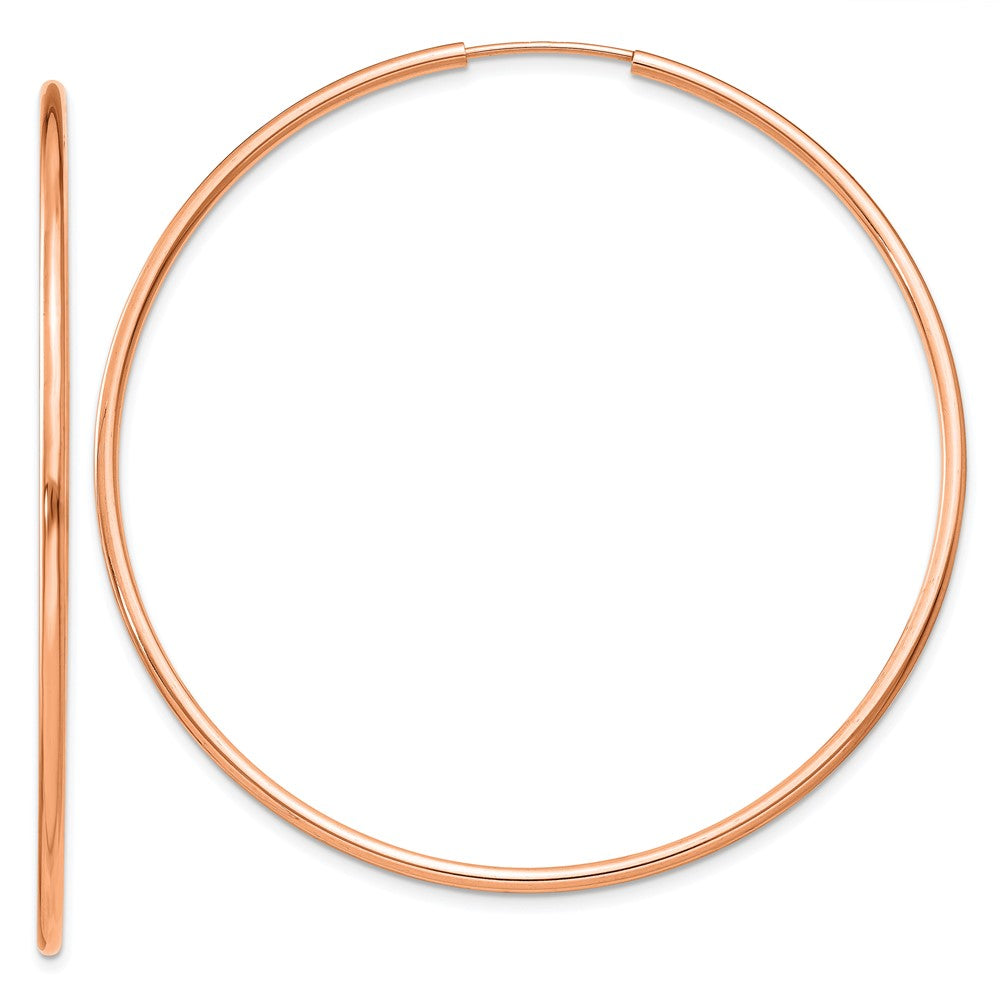 14k Rose Gold 1.5mm Polished Endless Hoop Earrings - 4