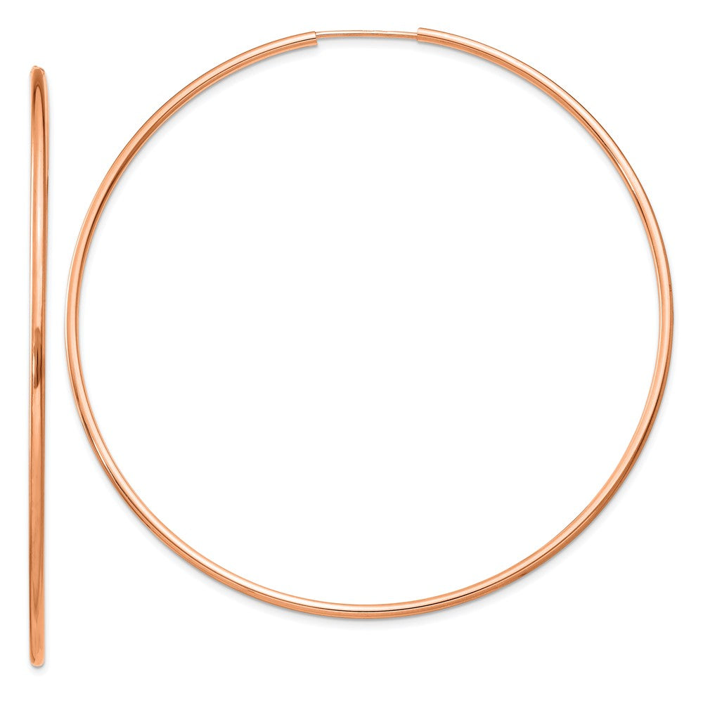 14k Rose Gold 1.5mm Polished Endless Hoop Earrings - 2