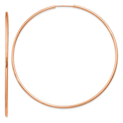 14k Rose Gold 1.5mm Polished Endless Hoop Earrings - 2