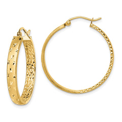 14k Polished Diamond-cut In/Out Hoop Earrings - 2