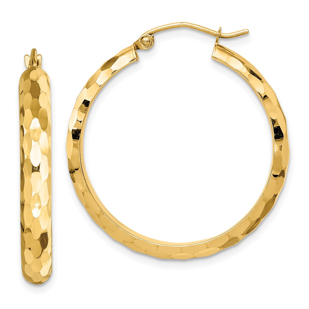 14k Diamond-cut Hoop Earrings - 3