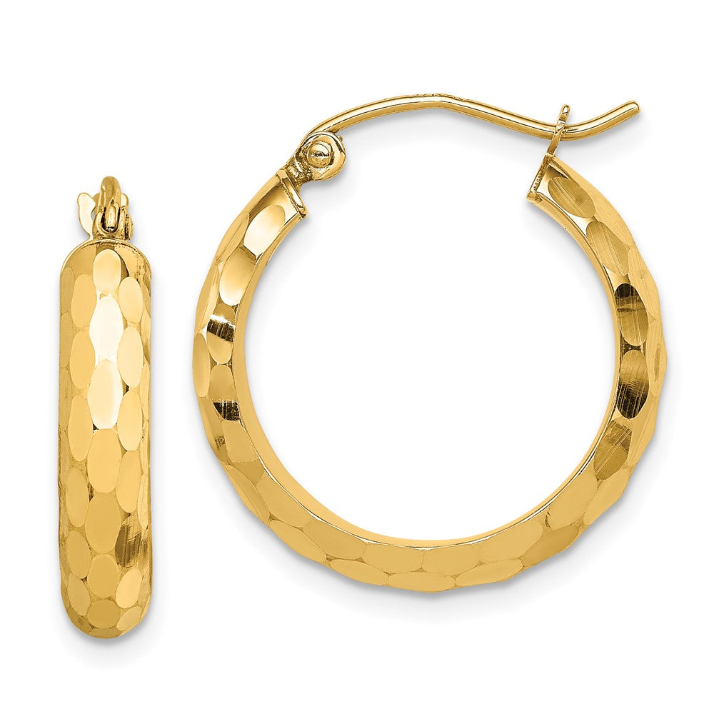 14k Diamond-cut Hoop Earrings - 4