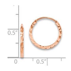 14k Rose Gold Diamond-cut Square Tube Endless Hoop Earrings - 3