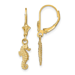 14k Seahorse Leverback Earrings