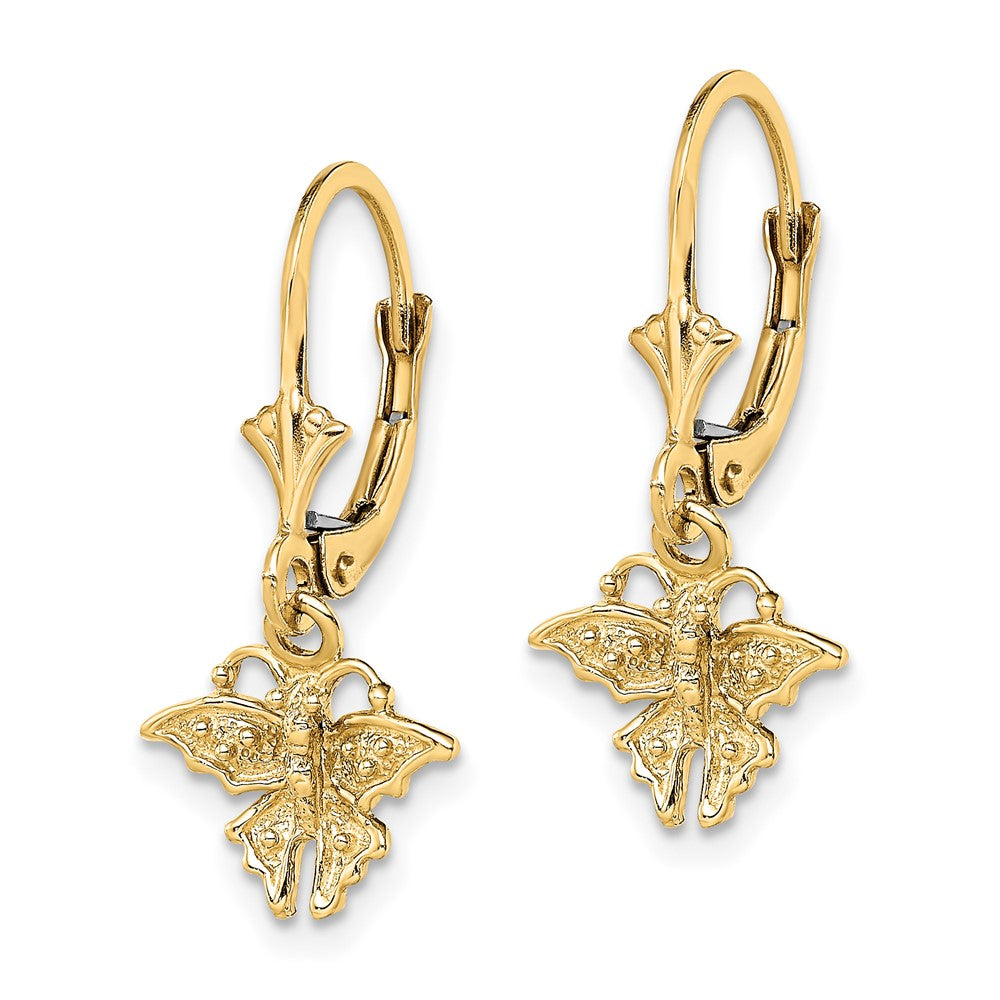 14K Mini Butterfly Leverback Earrings