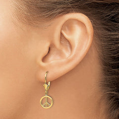 14K 3-D Peace Symbol Leverback Earrings - 2
