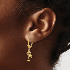 14K Palm Tree Leverback Earrings - 3