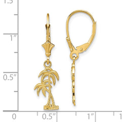14K Palm Tree Leverback Earrings - 3