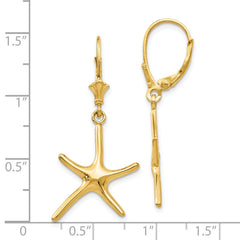 14K Dancing Starfish Leverback Earrings