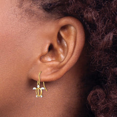 14K W/ Rhodium Sea Turtle Dangle Earrings - 2