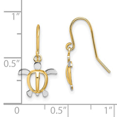 14K W/ Rhodium Sea Turtle Dangle Earrings - 2