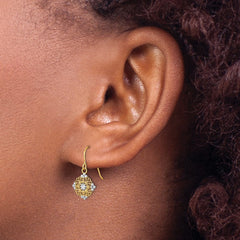 14K w/Rhodium D/C Center Mini Filigree Medallion Earrings