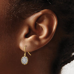 14K and Rhodium Fancy Dangle Wire Earrings - 2