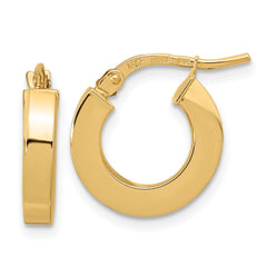 14k Polished 3mm Square Tube Hoop Earrings - 2