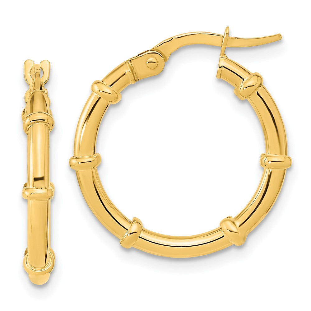 14K Polished and Fancy Hoop Earrings - 3