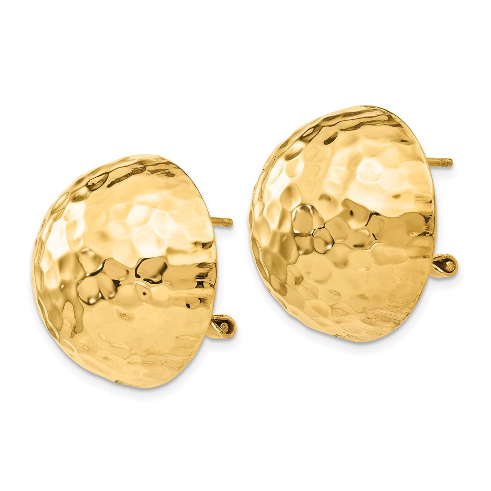 14k Hammered Omega Back Post Earrings - 2