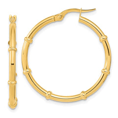 14K Polished and Fancy Hoop Earrings - 2