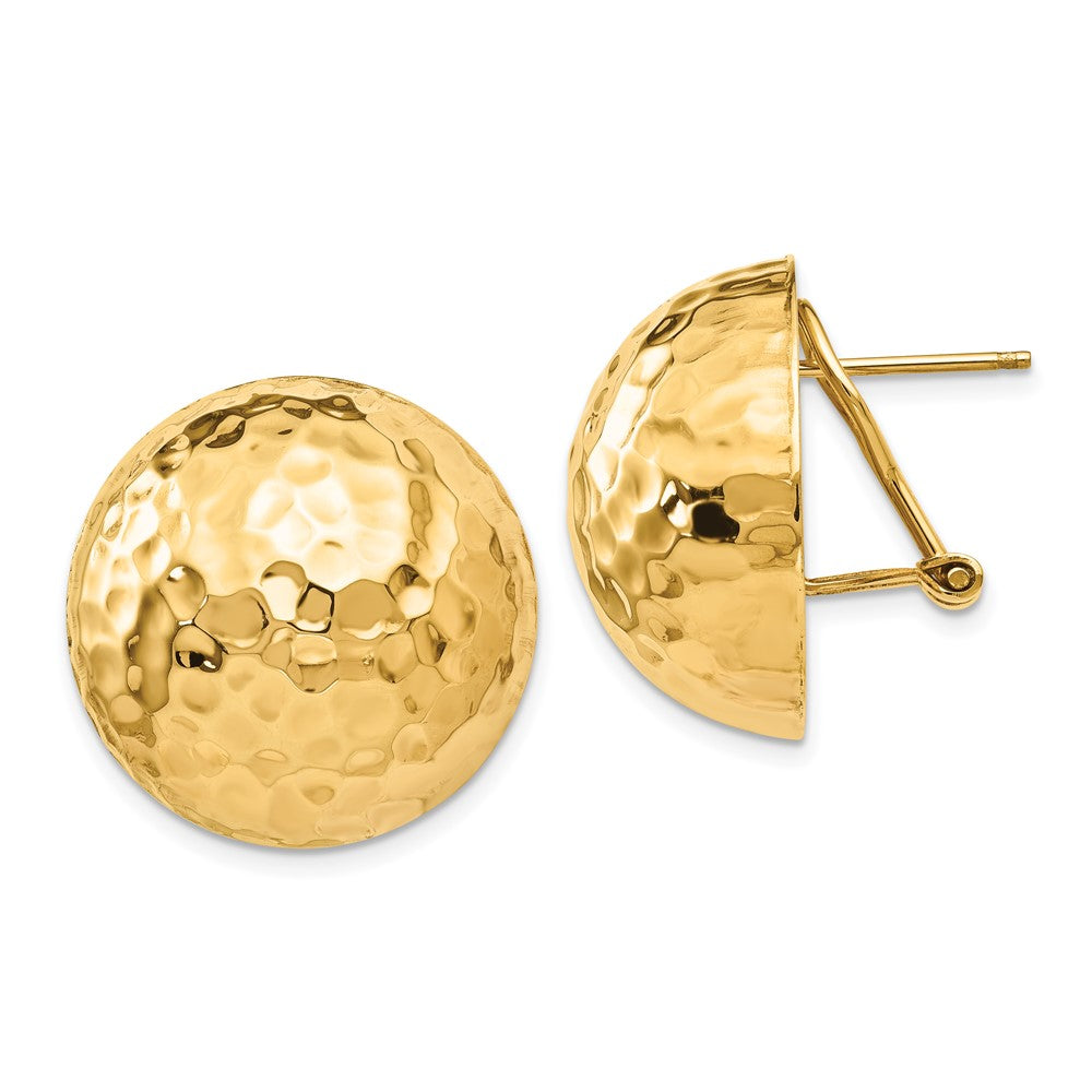 14k Hammered Omega Back Post Earrings - 2
