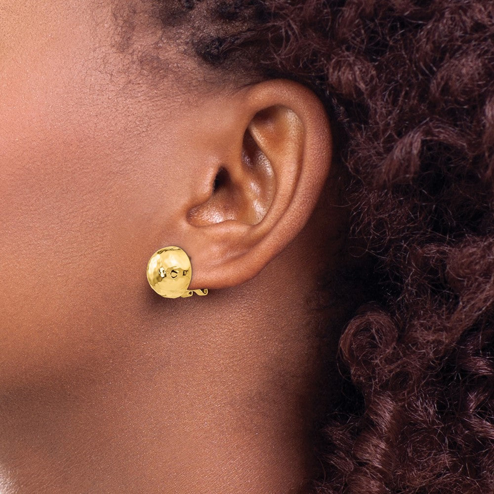 14k Hammered Omega Back Post Earrings - 4