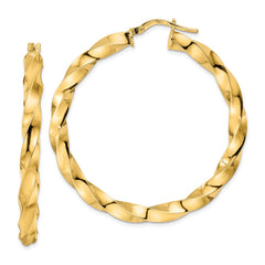 14K Polished Twisted Hoop Earrings - 2