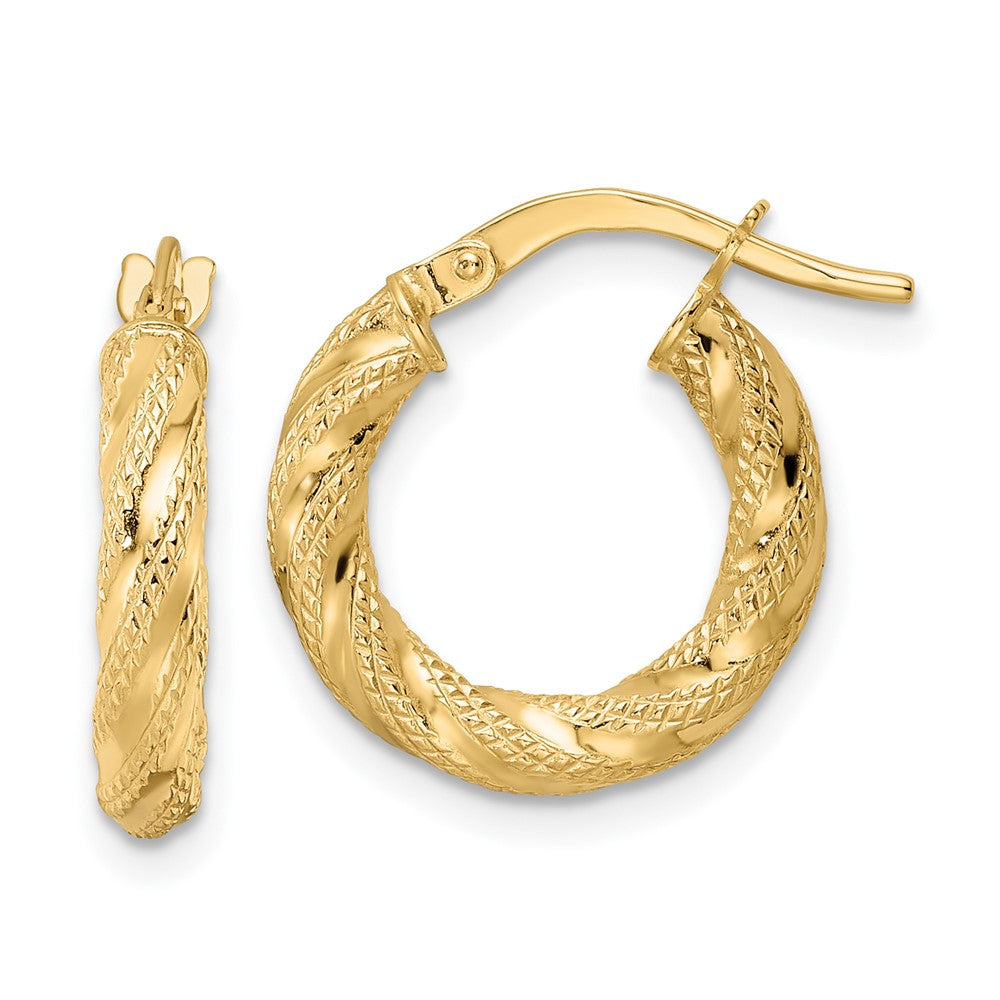 14K Polished Twisted Hoop Earrings - 4
