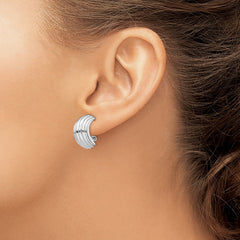 14k White Gold Ribbed Omega Back Post Earrings