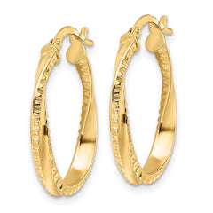 14K Polished Twisted Oval Hoop Earrings - 4