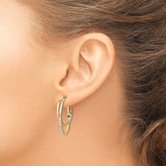 14K Two-tone Polished Oval Double Hoop Earrings