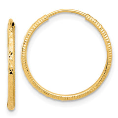 14k D/C 1.50mm Endless Hoop Earrings - 5
