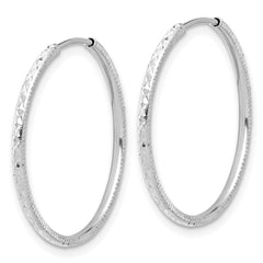 14k White Gold D/C 1.50mm Endless Hoop Earrings - 2