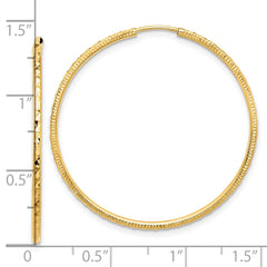 14k D/C 1.50mm Endless Hoop Earrings